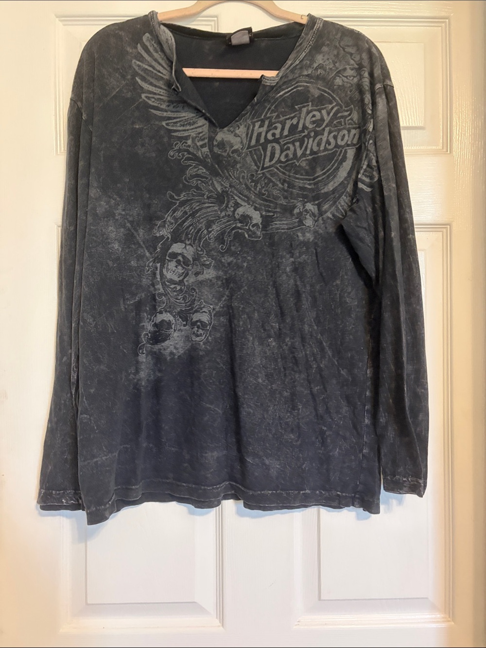 Harley-Davidson Black Washed Long Sleeve Graphic Tee
